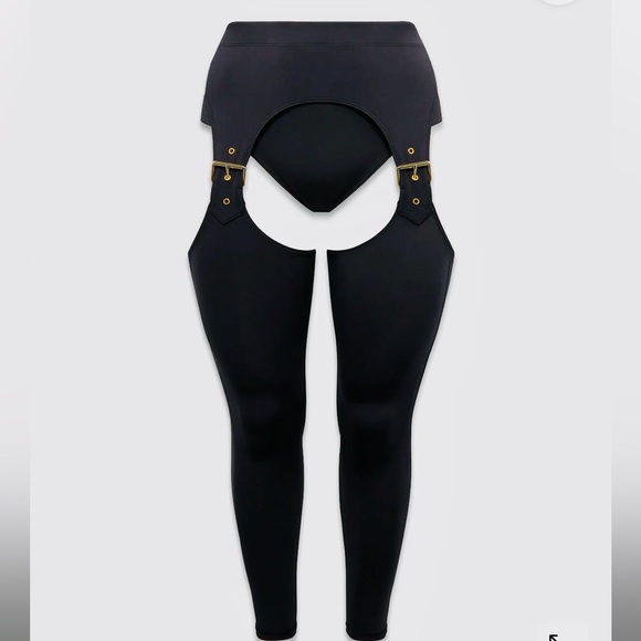 Savage X Fenty Black Caviar Body Flaunt Buckle Garter Legging Set - Picture 8 of 13